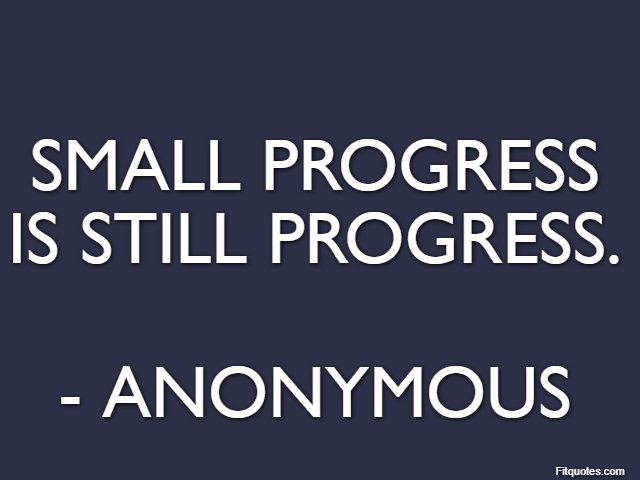 Small progress is still progress. - Anonymous