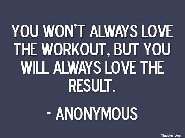 You won't always love the workout, but you will always love the result. - Anonymous