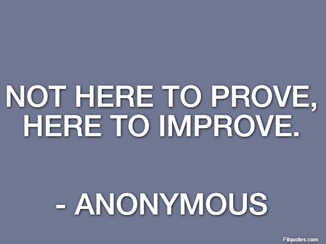 Not here to prove, here to improve. - Anonymous