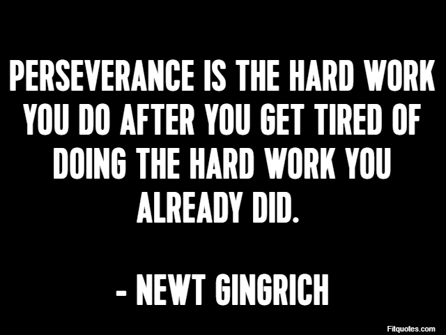 Perseverance is the hard work you do after you get tired of doing the hard work you already did.  - Newt Gingrich