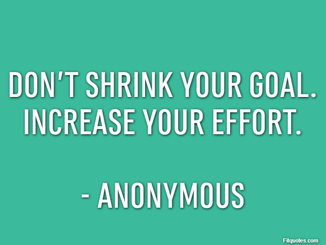 Don’t shrink your goal. Increase your effort. - Anonymous